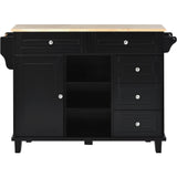 CESICIA Black Wood Base with Wood Top Rolling Kitchen Island (18.1-in x 52.8-in x 36.2-in)
