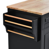 CESICIA Black Wood Base with Wood Top Rolling Kitchen Island (18.1-in x 52.8-in x 36.2-in)