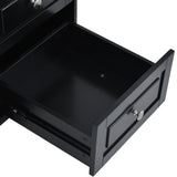 CESICIA Black Wood Base with Wood Top Rolling Kitchen Island (18.1-in x 52.8-in x 36.2-in)