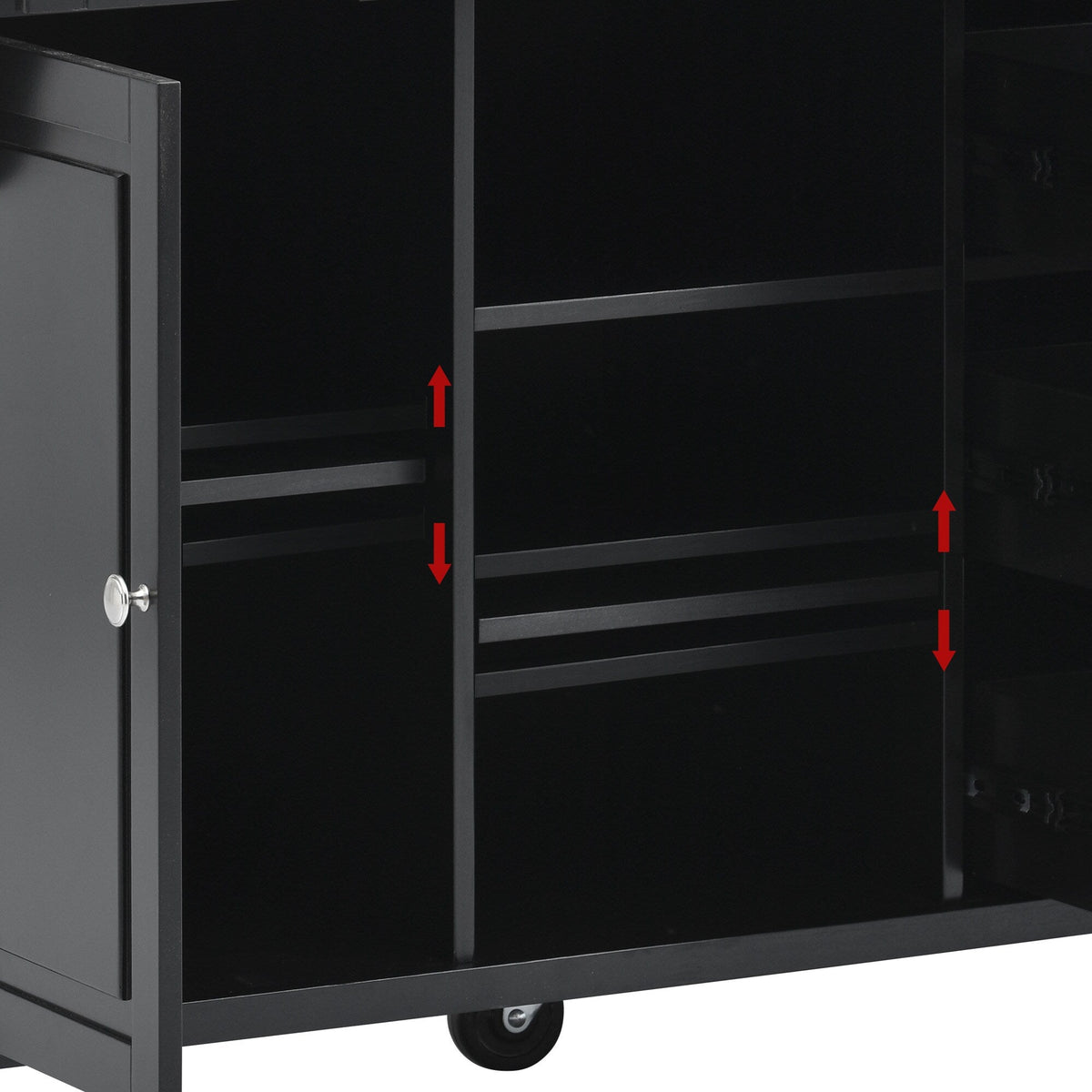 CESICIA Black Wood Base with Wood Top Rolling Kitchen Island (18.1-in x 52.8-in x 36.2-in)