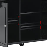 CESICIA Black Wood Base with Wood Top Rolling Kitchen Island (18.1-in x 52.8-in x 36.2-in)