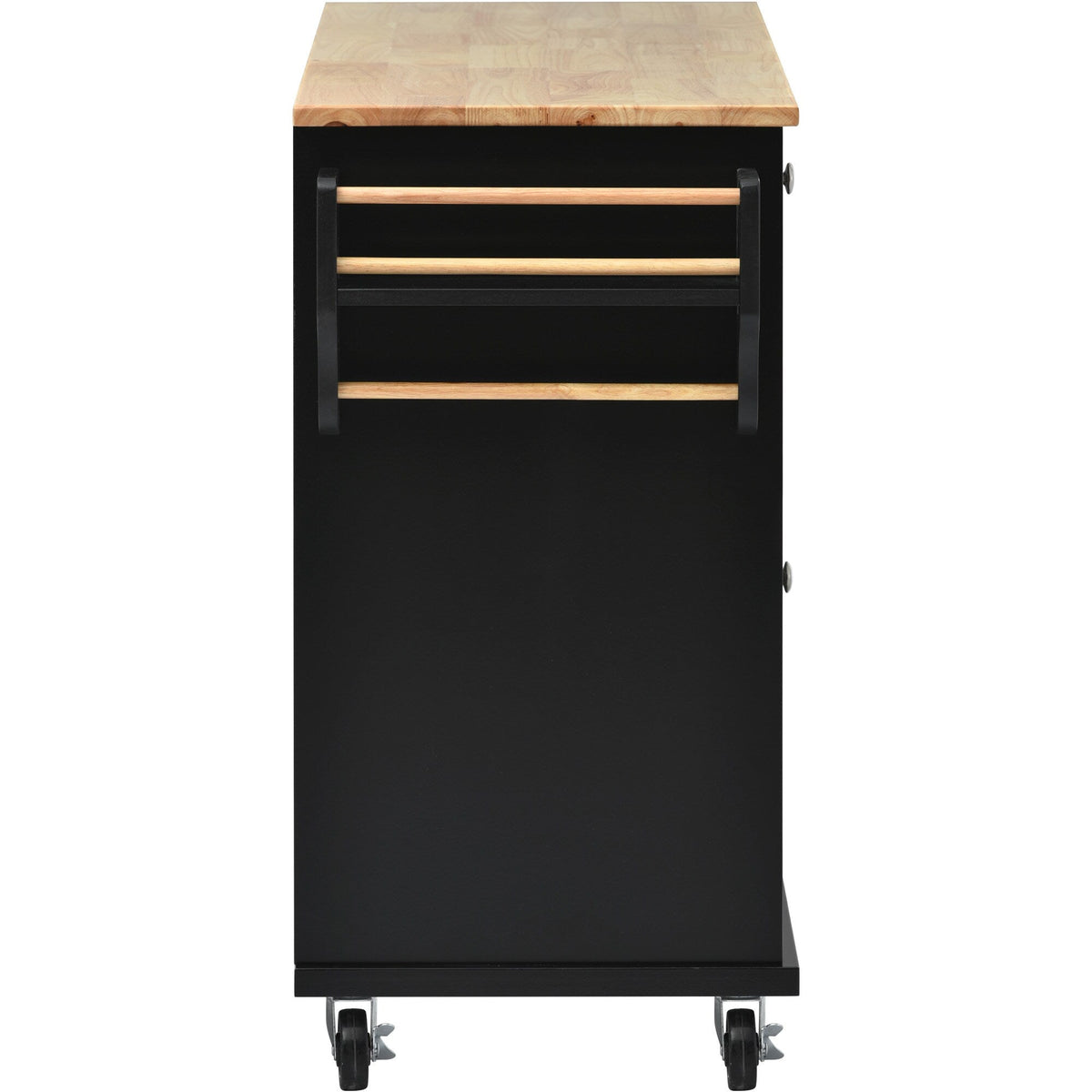 CESICIA Black Wood Base with Wood Top Rolling Kitchen Island (18.1-in x 52.8-in x 36.2-in)