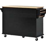 CESICIA Black Wood Base with Wood Top Rolling Kitchen Island (18.1-in x 52.8-in x 36.2-in)