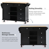 CESICIA Black Wood Base with Wood Top Rolling Kitchen Island (18.1-in x 52.8-in x 36.2-in)