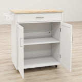 CESICIA White Wood Base with Wood Top Rolling Kitchen Island (17.71-in x 32.87-in x 36.02-in)