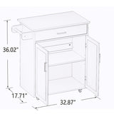 CESICIA White Wood Base with Wood Top Rolling Kitchen Island (17.71-in x 32.87-in x 36.02-in)