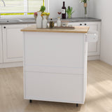 CESICIA White Wood Base with Wood Top Rolling Kitchen Island (17.71-in x 32.87-in x 36.02-in)