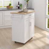 CESICIA White Wood Base with Wood Top Rolling Kitchen Island (17.71-in x 32.87-in x 36.02-in)