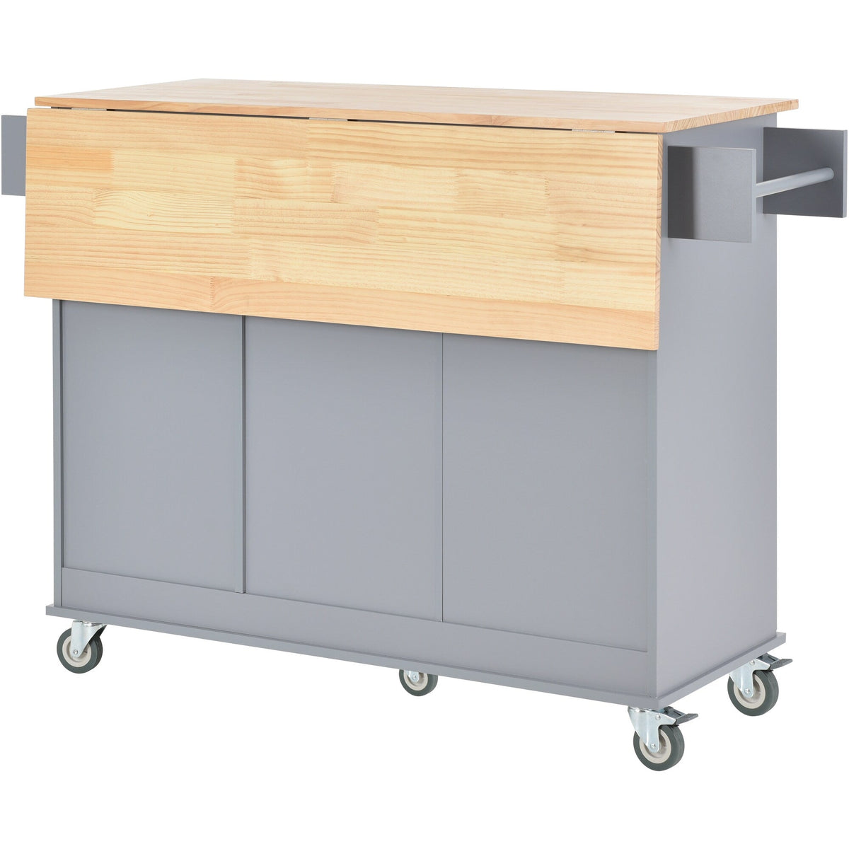 CESICIA Blue Wood Base with Wood Top Rolling Kitchen Island (17.71-in x 52.7-in x 36.81-in)