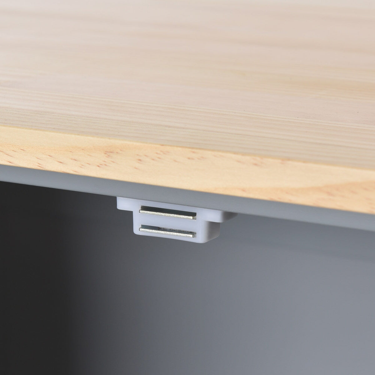 CESICIA Blue Wood Base with Wood Top Rolling Kitchen Island (17.71-in x 52.7-in x 36.81-in)