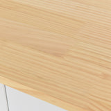 CESICIA White Wood Base with Wood Top Rolling Kitchen Island (17.71-in x 52.7-in x 36.81-in)