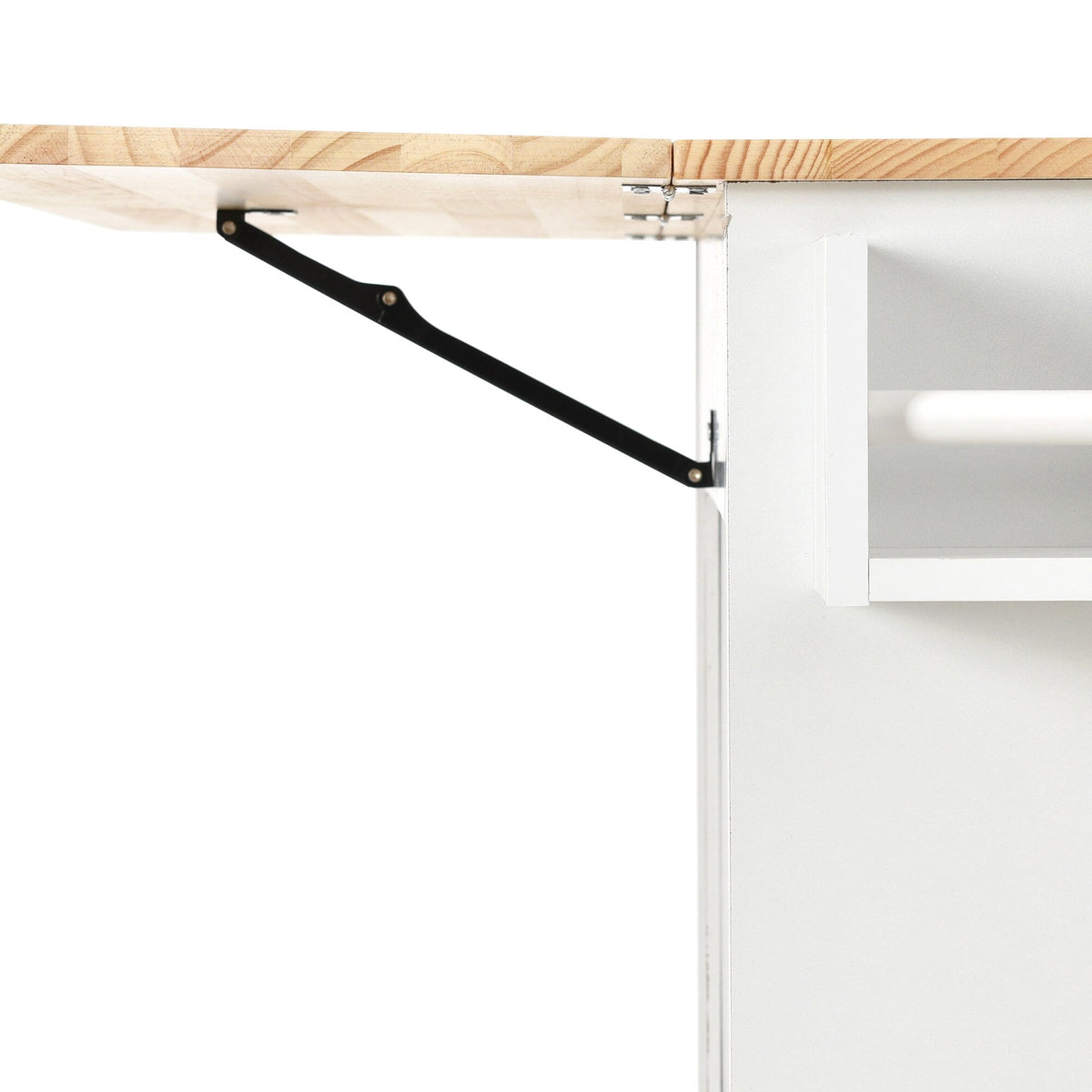 CESICIA White Wood Base with Wood Top Rolling Kitchen Island (17.71-in x 52.7-in x 36.81-in)