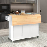 CESICIA White Wood Base with Wood Top Rolling Kitchen Island (17.71-in x 52.7-in x 36.81-in)