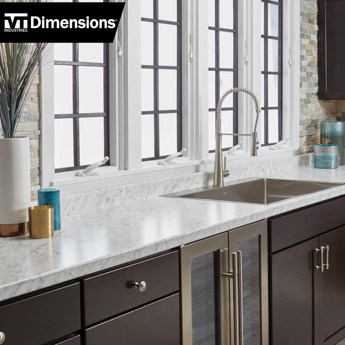 VT Dimensions Formica 10-ft Carrara Bianco Straight Laminate Kitchen Countertop with Integrated Backsplash