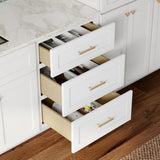 Whalen CLICK-IT Enfield 24-in W x 34.5-in H x 24-in D Classic White Birch 3-Drawer Base Ready To Assemble Plywood Cabinet (Raised Panel Style)