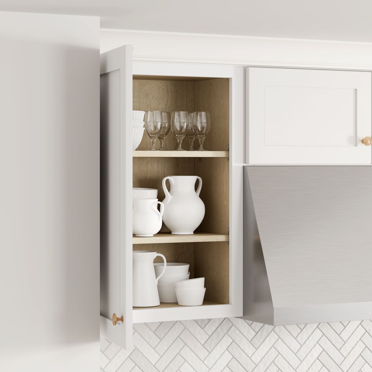 Whalen CLICK-IT Enfield 21-in W x 30-in H x 12-in D Classic White Birch Wall Ready To Assemble Plywood Cabinet (Raised Panel Shaker Door Style)