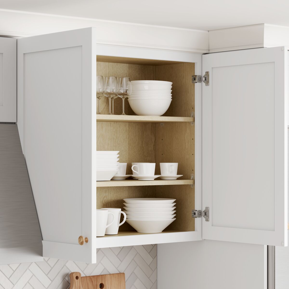 Whalen CLICK-IT Enfield 36-in W x 30-in H x 12-in D Classic White Birch Wall Ready To Assemble Plywood Cabinet (Raised Panel Shaker Door Style)