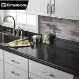 VT Dimensions Formica Etchings 6-ft x 25.5-in Left-Hand Miter Laminate Kitchen Countertop with Integrated Backsplash – Midnight Stone