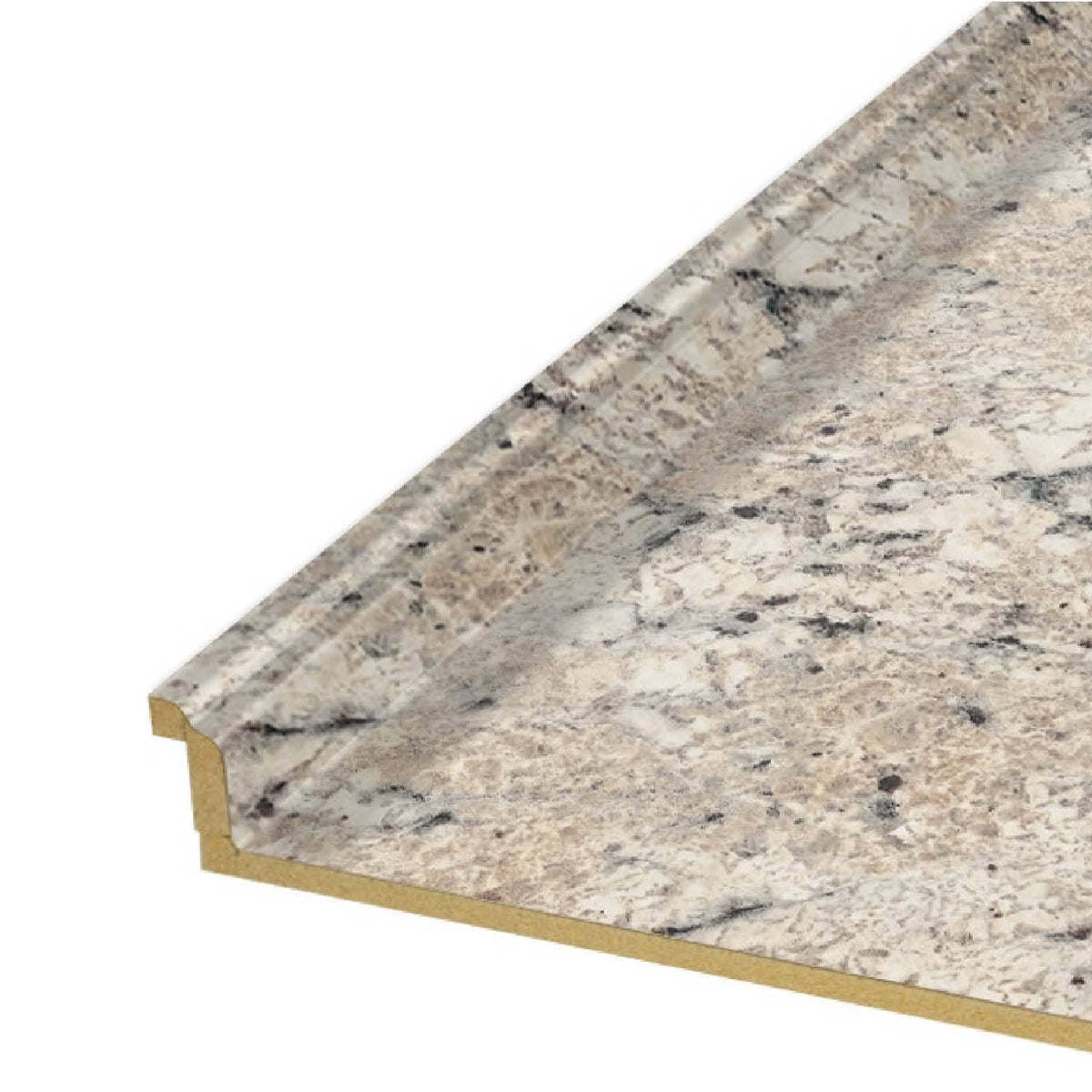 VT Dimensions Formica 10-ft Ouro Romano Etchings Straight Laminate Kitchen Countertop with Integrated Backsplash