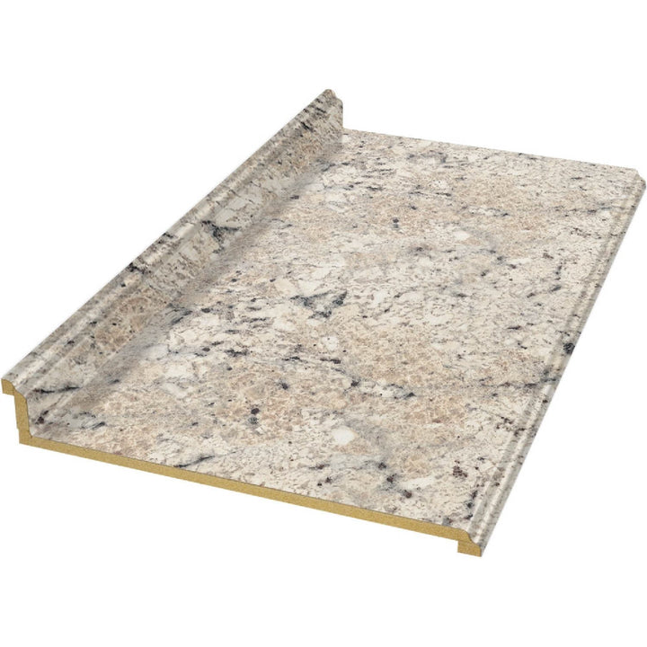 VT Dimensions Formica 10-ft Ouro Romano Etchings Straight Laminate Kitchen Countertop with Integrated Backsplash