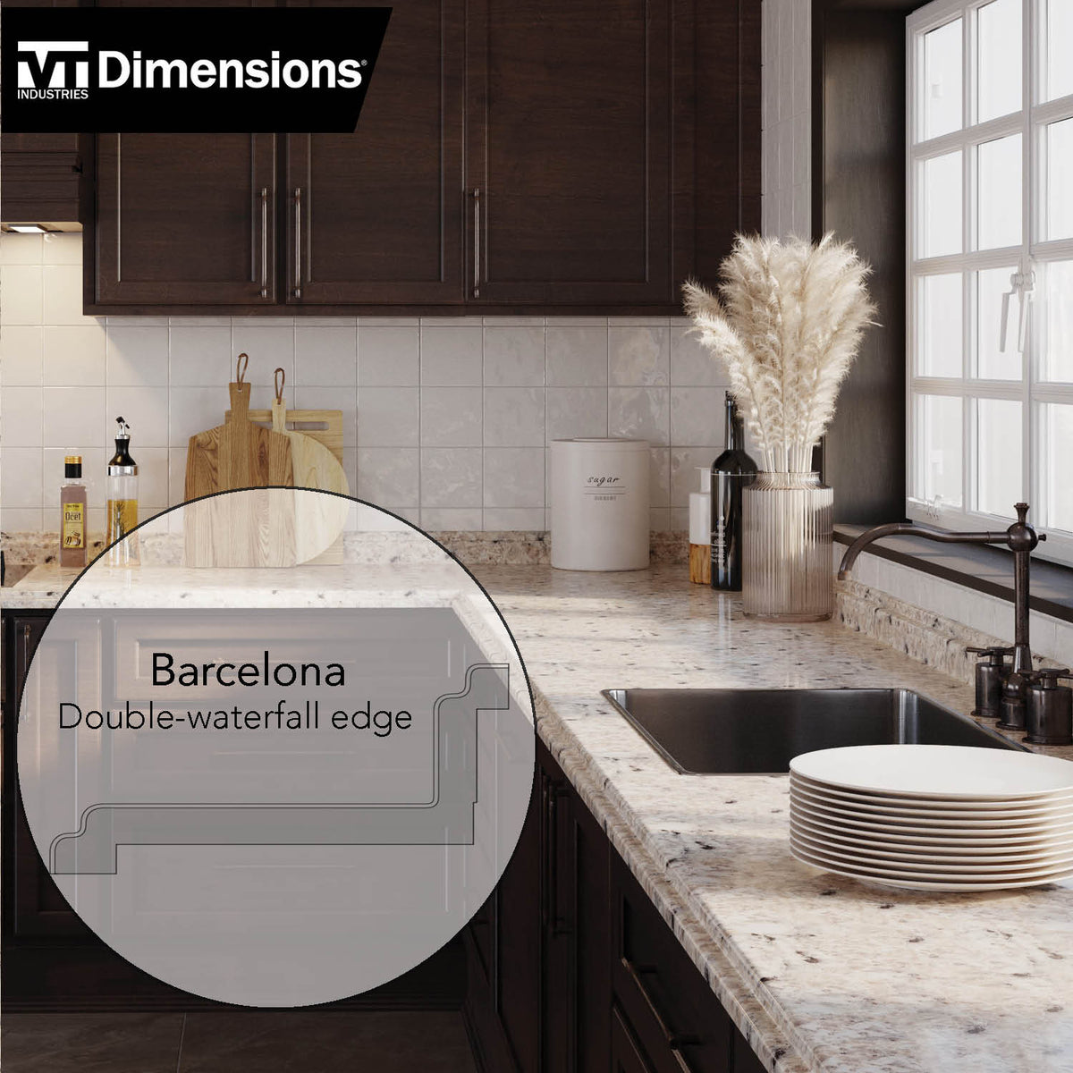 VT Dimensions Formica 8-ft Ouro Romano Etchings Straight Laminate Kitchen Countertop with Integrated Backsplash