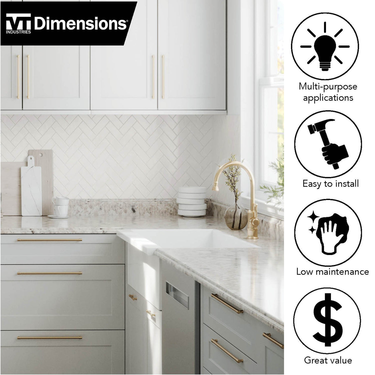 VT Dimensions Formica 10-ft Ouro Romano Etchings Straight Laminate Kitchen Countertop with Integrated Backsplash