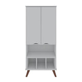 Manhattan Comfort Hampton Off White and Maple Cream 6-Shelf Office Cabinet