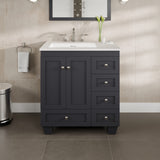 Eviva Acclaim 30-in W x 22-in D x 34-in H Gray Bath Vanity with White Carrara Marble Top and White Undermount Sink