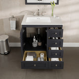 Eviva Acclaim 30-in W x 22-in D x 34-in H Gray Bath Vanity with White Carrara Marble Top and White Undermount Sink