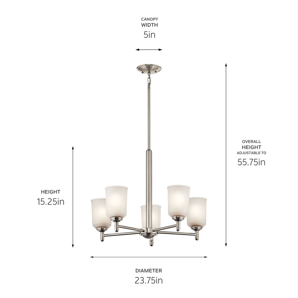Kichler Shailene 5-Light Brushed Nickel Transitional Chandelier