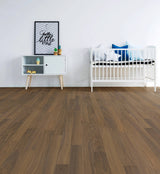 allen + roth Walnut Marseilla hardwood flooring — installed room view