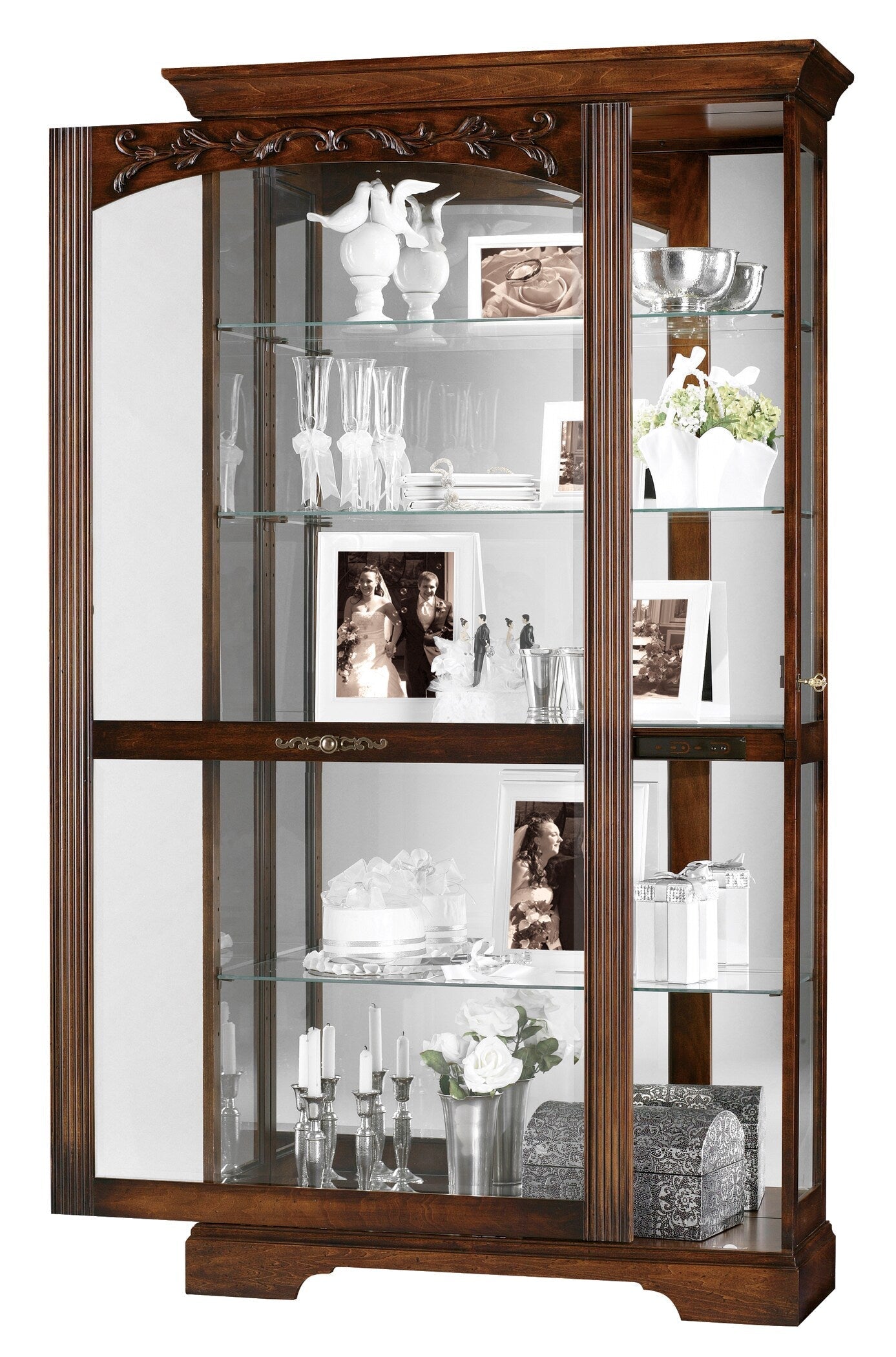 Howard Miller Traditional Hampton Cherry Wood Cherry Curio Cabinet
