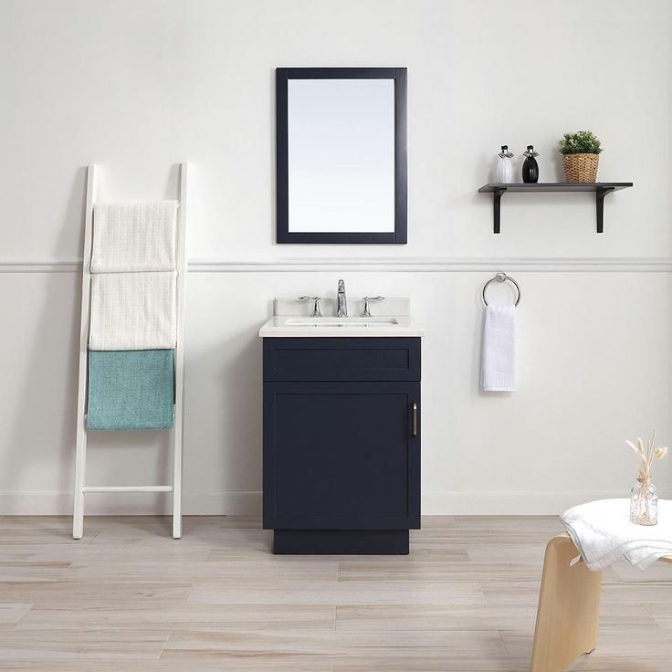 30.00 in. W x 22.00 in. H Framed Rectangular  Bathroom Vanity Mirror in Midnight Blue