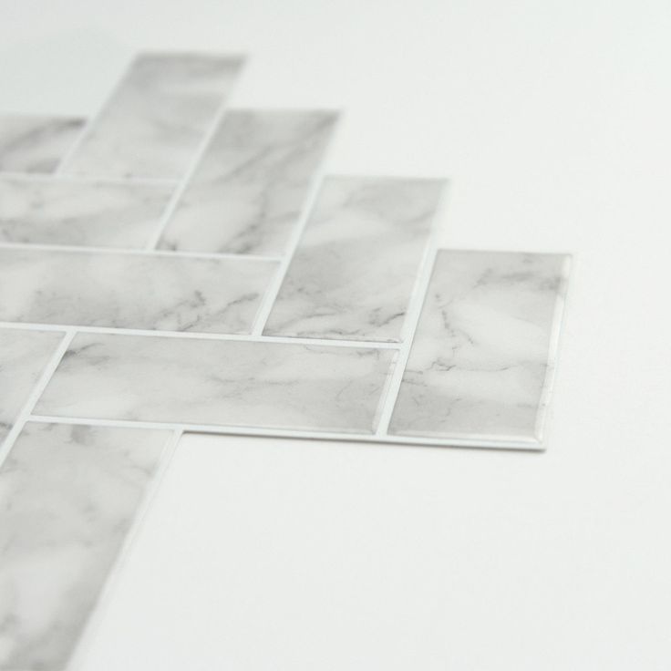 InHome Herringbone Carrara 10 in. x 10 in. Peel and Stick Resin Backsplash Tiles (4-Pack)