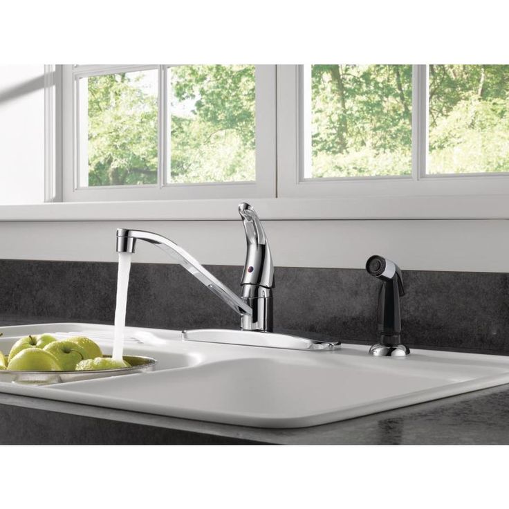 Peerless Core Chrome 1-Handle Deck-Mount Low-Arc Handle Kitchen Faucet