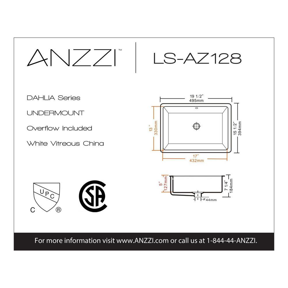 Dahlia Series 7.25 in. Ceramic Undermount Sink Basin in White - Super Arbor