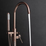 2-Handle 45.47 in. Freestanding Floor Mount Tub Faucet Bathtub Filler with Hand Shower in Brushed Bronze
