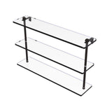 22 in. Triple Tiered Glass Shelf in Satin Nickel - Super Arbor