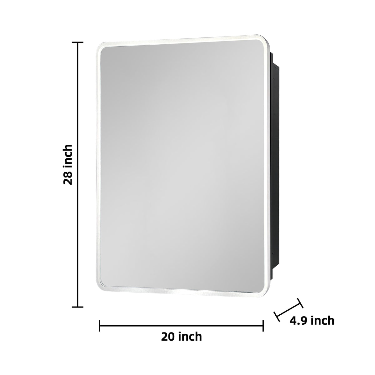 WELLFOR 20-in x 28-in Surface/Recessed Mount Silver Mirrored Medicine Cabinet