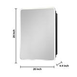 WELLFOR 20-in x 28-in Surface/Recessed Mount Silver Mirrored Medicine Cabinet