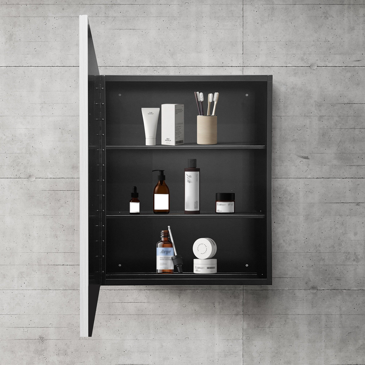 WELLFOR 20-in x 28-in Surface/Recessed Mount Silver Mirrored Medicine Cabinet