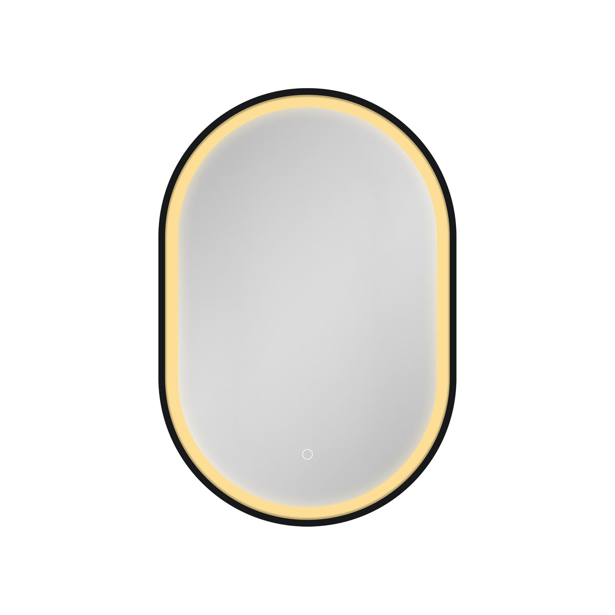WELLFOR AO 21-in x 31-in Lighted LED Fog Free Surface Mount Black Mirrored Oval Soft Close Medicine Cabinet