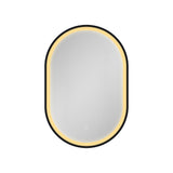 WELLFOR AO 21-in x 31-in Lighted LED Fog Free Surface Mount Black Mirrored Oval Soft Close Medicine Cabinet