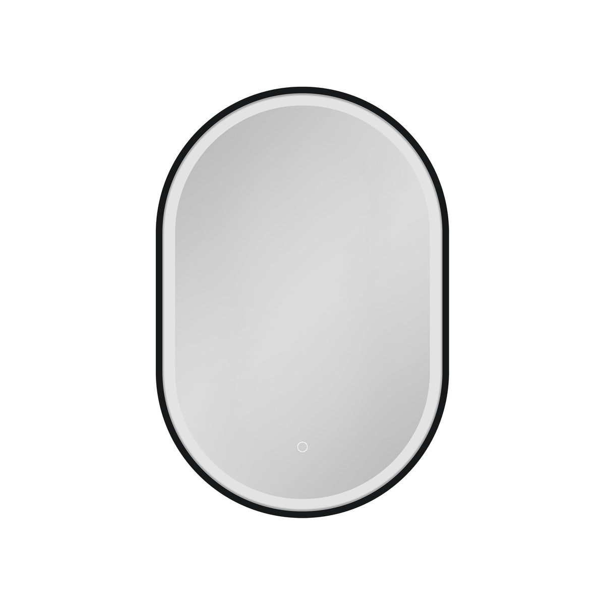 WELLFOR AO 21-in x 31-in Lighted LED Fog Free Surface Mount Black Mirrored Oval Soft Close Medicine Cabinet