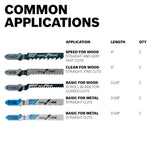 Bosch 10-Pack T‑Shank High‑Carbon Steel Jigsaw Blade Set