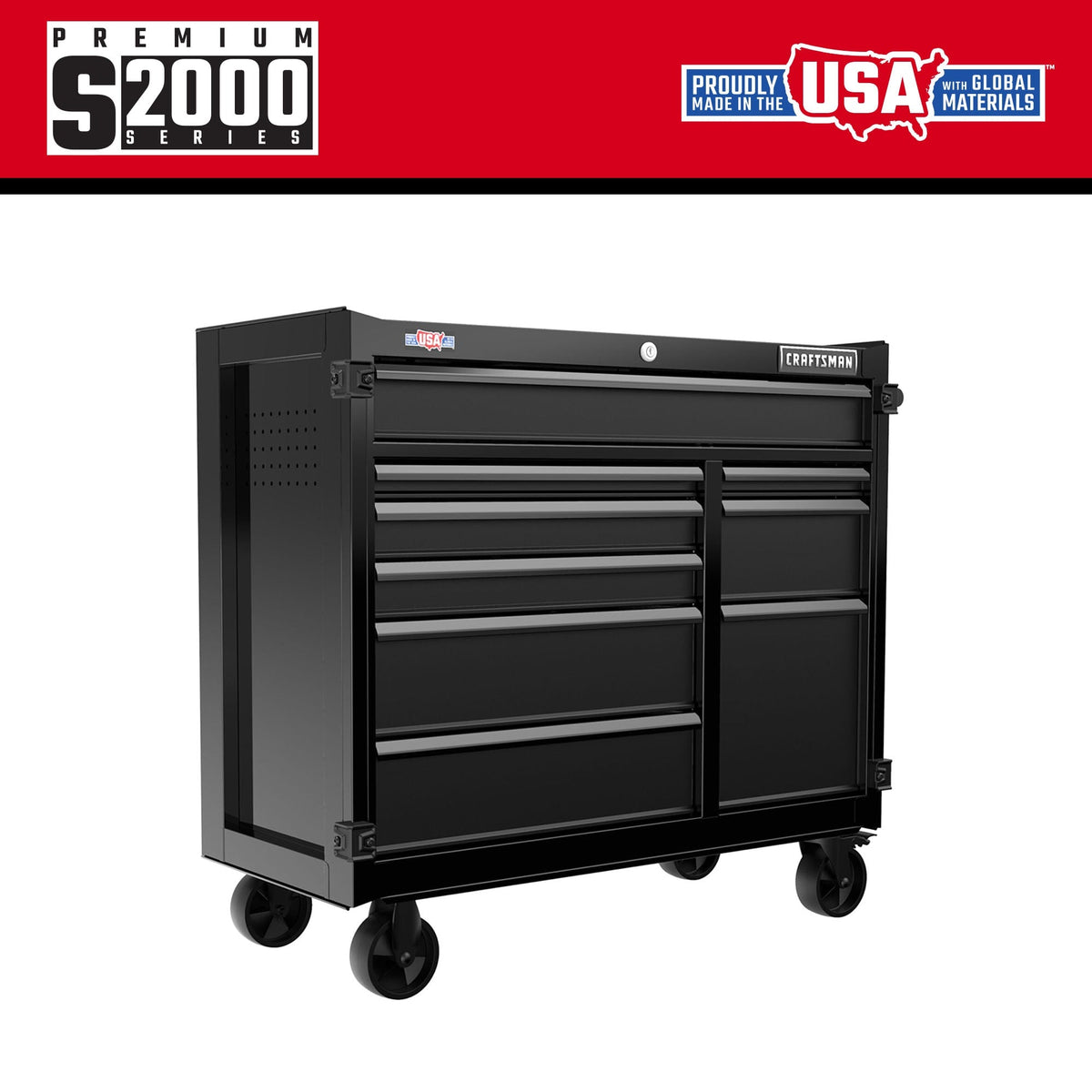 CRAFTSMAN Premium 2000 Series 41-in W x 39.5-in H 9-Drawer Steel Rolling Tool Cabinet (Black)