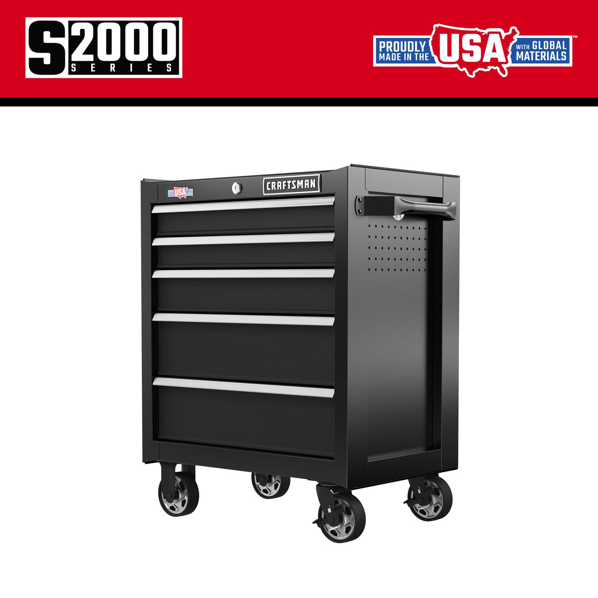 CRAFTSMAN 2000 Series 26.5-in W x 34-in H 5-Drawer Steel Rolling Tool Cabinet (Black)