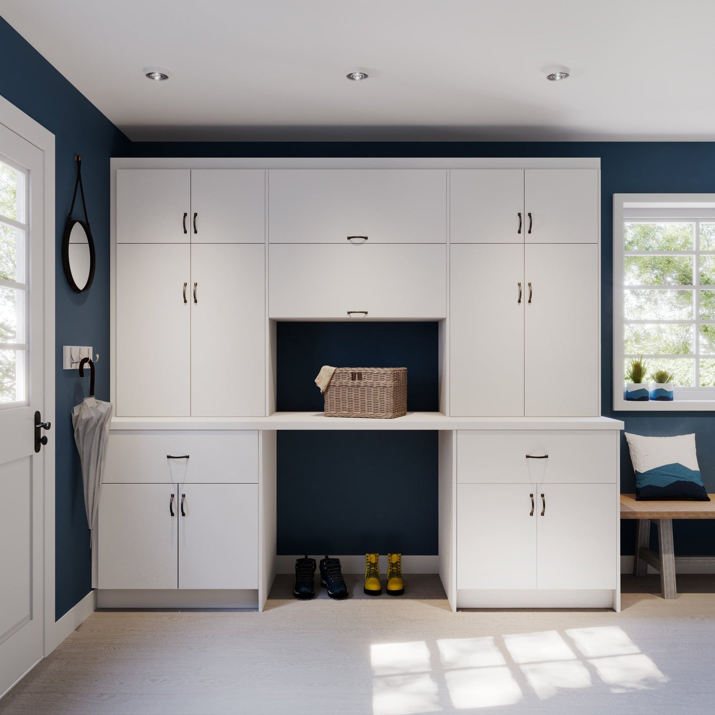 Hugo&Borg Lasalle 18-in W x 34.5-in H x 14-in D Bright White Slab Base Fully Assembled Cabinet (Flat Panel Slab Door Style)