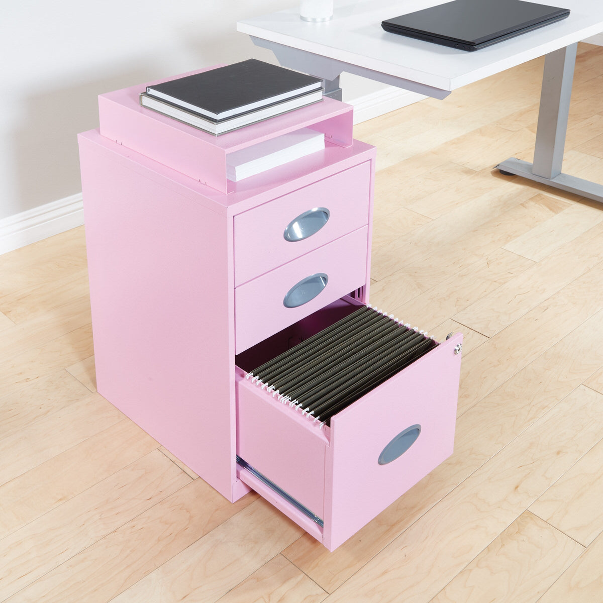 Office Star Products Metal Pink 3-Drawer 14.25-in File Cabinet