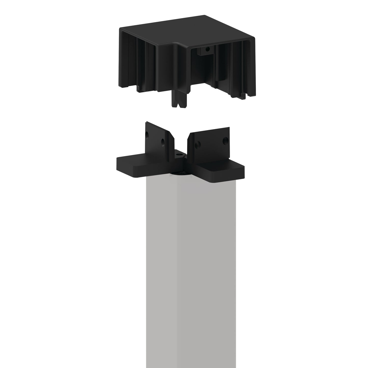 Freedom 5.31-in x 3.15-in Margate Corner Bracket kit Matte Black Aluminum Post Connector (4-Pack)